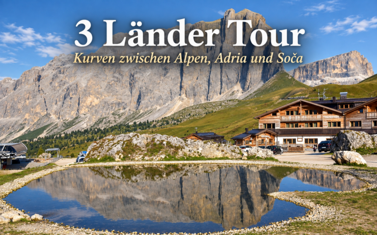 3-laender-tour_-alpenpanorama-mit-see Motorradtour Kärnten Friaul Slowenien – Kurven zwischen Alpen, Adria und Soča